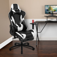 Flash Furniture CH-187230-BK-GG X30 Gaming Chair Racing Office Ergonomic Computer Chair with Fully Reclining Back and Slide-Out Footrest in Black LeatherSoft